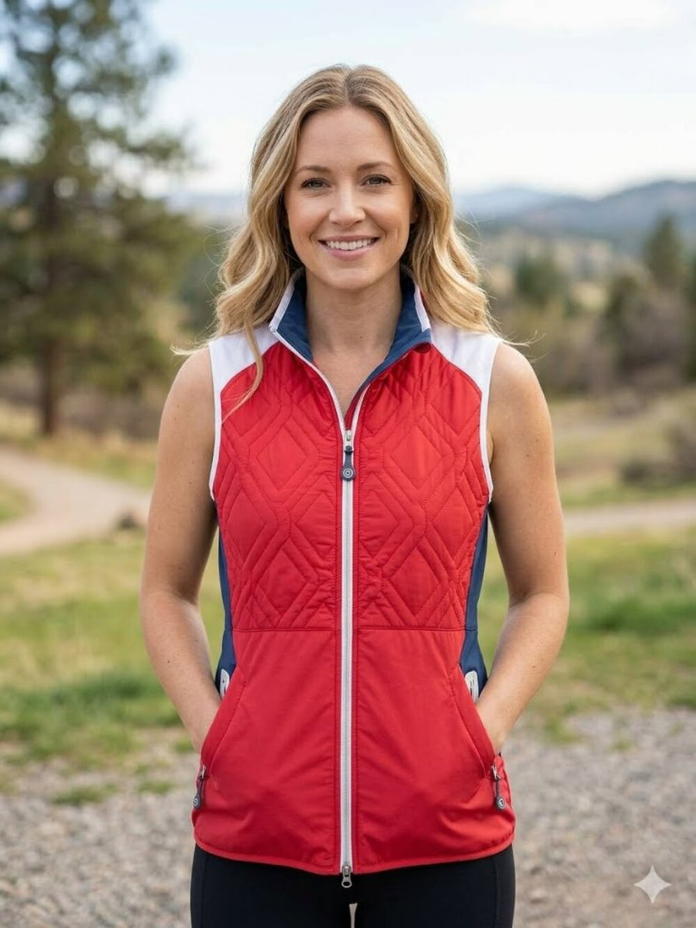 Peter Millar Red and White Quilted Vest Size S